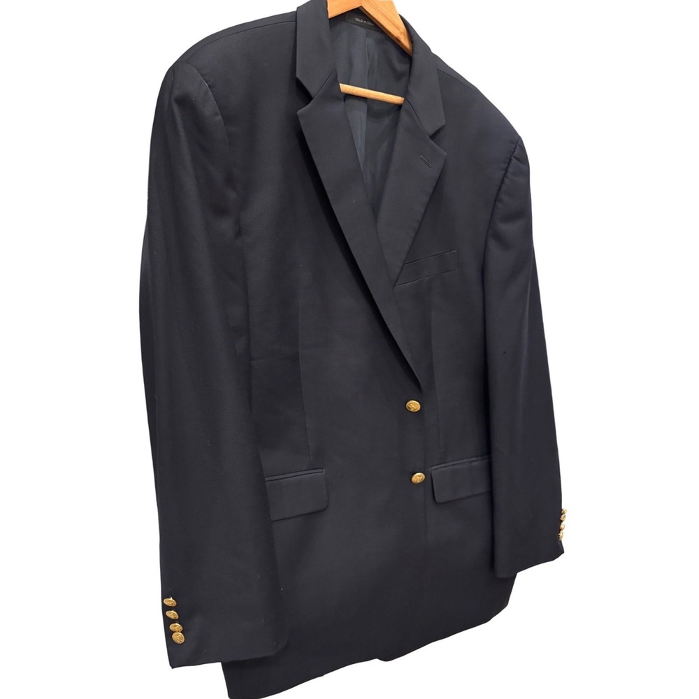 Lauren Ralph Lauren Mens 48L Navy Blue 100% Wool 2-Button Blazer Gold Buttons - Picture 2 of 10
